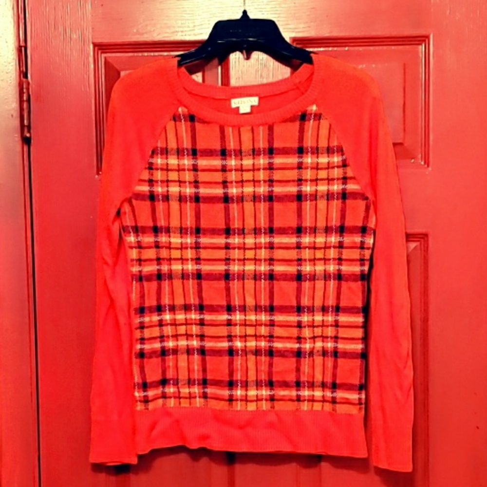 Red/blue& white checkered sweater